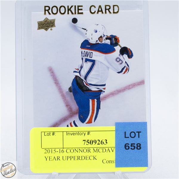 2015-16 CONNOR MCDAVID ROOKIE YEAR UPPERDECK