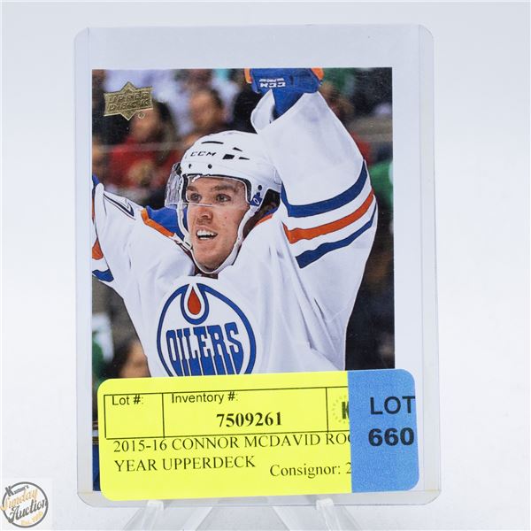 2015-16 CONNOR MCDAVID ROOKIE YEAR UPPERDECK