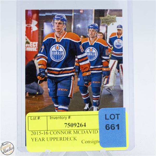2015-16 CONNOR MCDAVID ROOKIE YEAR UPPERDECK