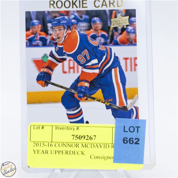 2015-16 CONNOR MCDAVID ROOKIE YEAR UPPERDECK