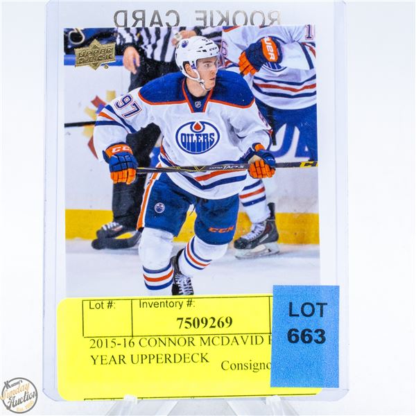 2015-16 CONNOR MCDAVID ROOKIE YEAR UPPERDECK