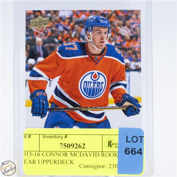 2015-16 CONNOR MCDAVID ROOKIE YEAR UPPERDECK