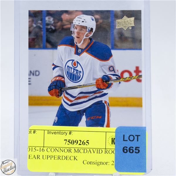 2015-16 CONNOR MCDAVID ROOKIE YEAR UPPERDECK