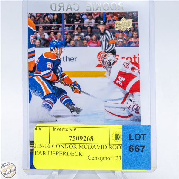 2015-16 CONNOR MCDAVID ROOKIE YEAR UPPERDECK