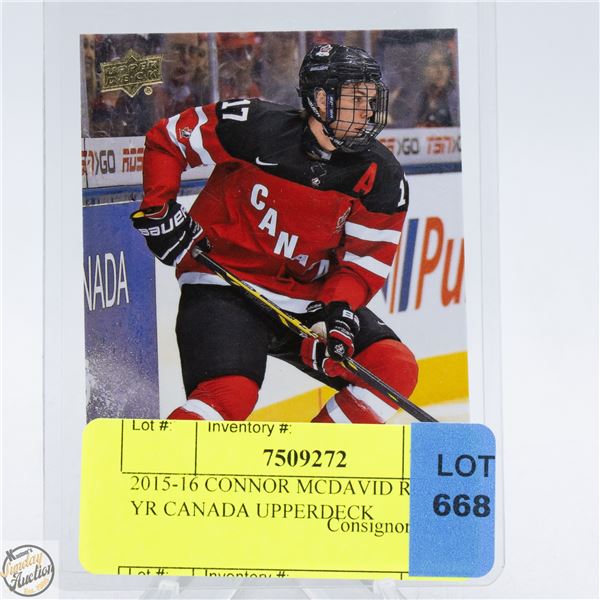 2015-16 CONNOR MCDAVID ROOKIE YR CANADA UPPERDECK