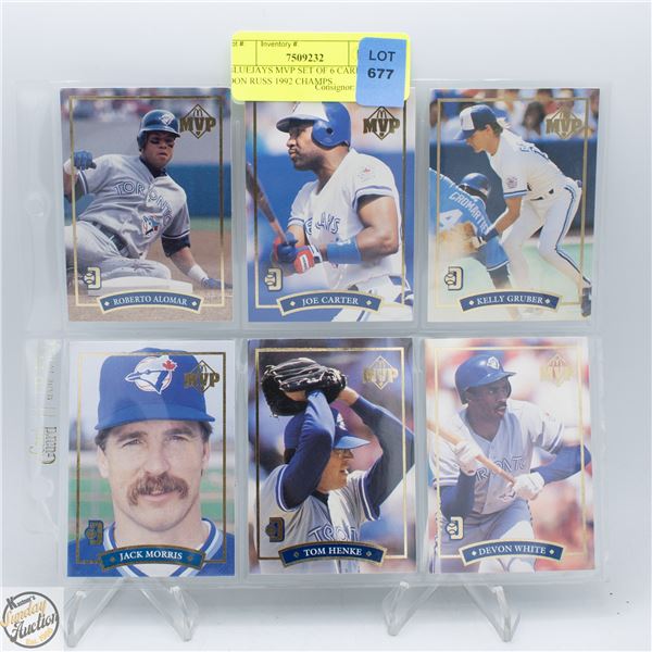 BLUEJAYS MVP SET OF 6 CARDS DON RUSS 1992 CHAMPS