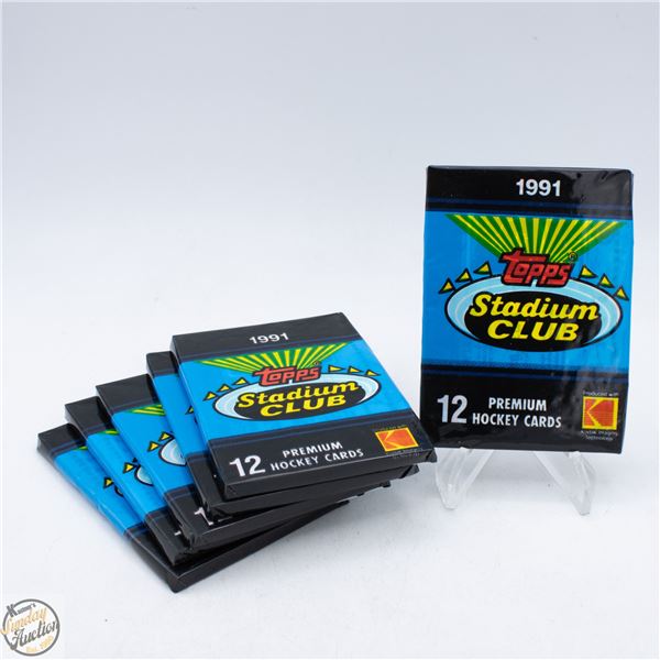 6 X 1991 SEALED TOPPS STADIUM CLUB HOCKEY 12 CARDS