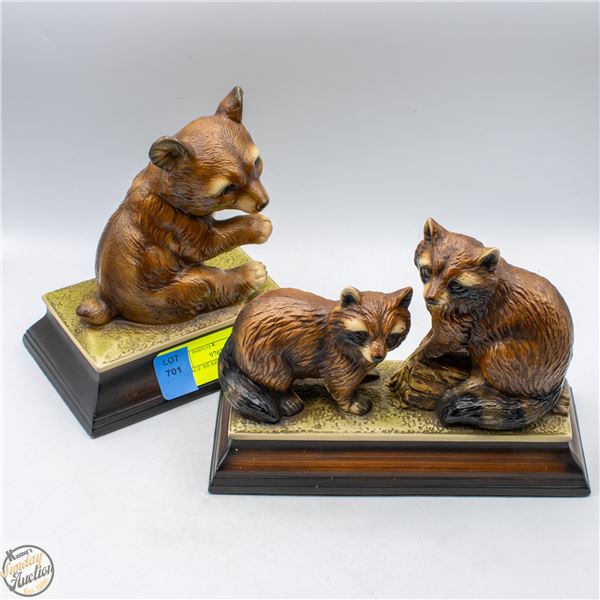VINTAGE BEAR AND RACOON BOOK ENDS