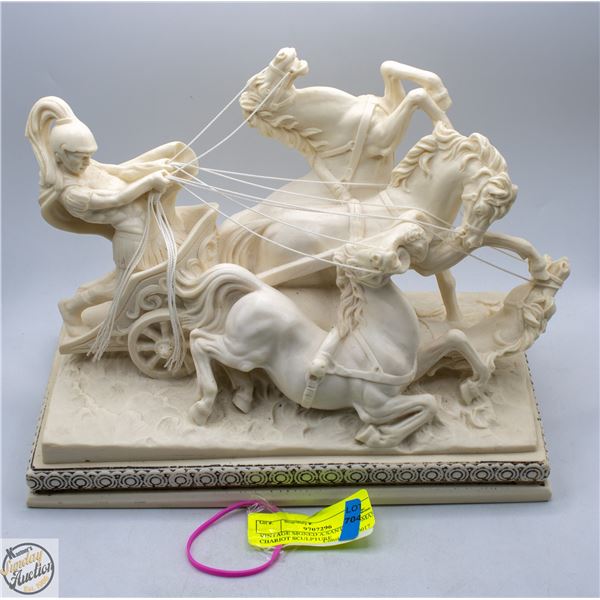 VINTAGE SIGNED A.SANTINI ROMAN CHARIOT SCULPTURE
