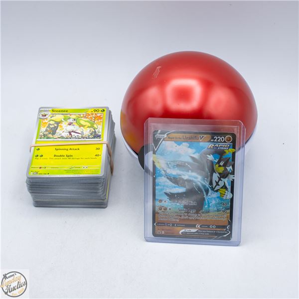 100 POKEMON CARDS IN A POKEBALL