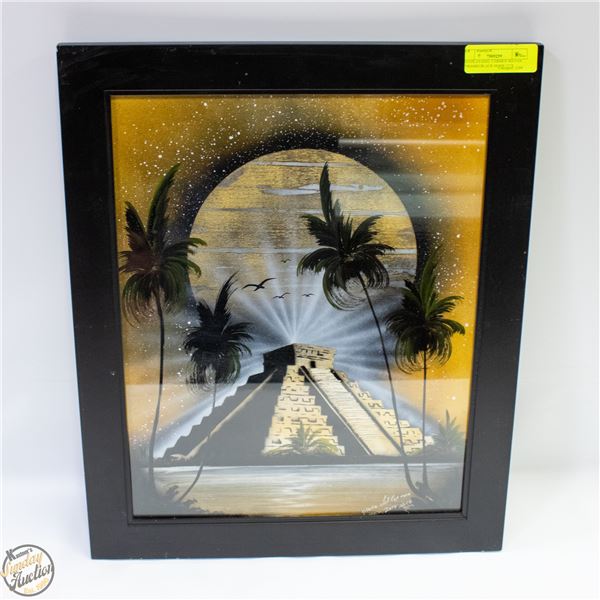 2014 PLAYADEL CARMEN MAYAN PYRAMID BLACK HOME 21"X