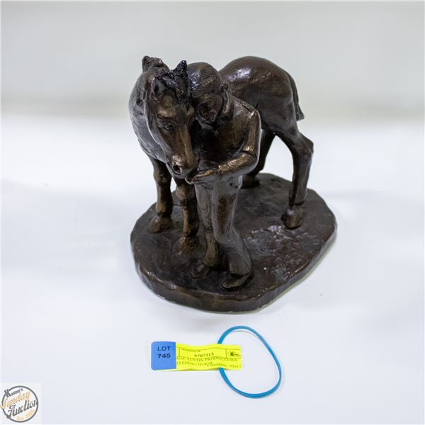 VINTAGE AUSTIN PRODUCTIONS GIRL FEEDING HORSE