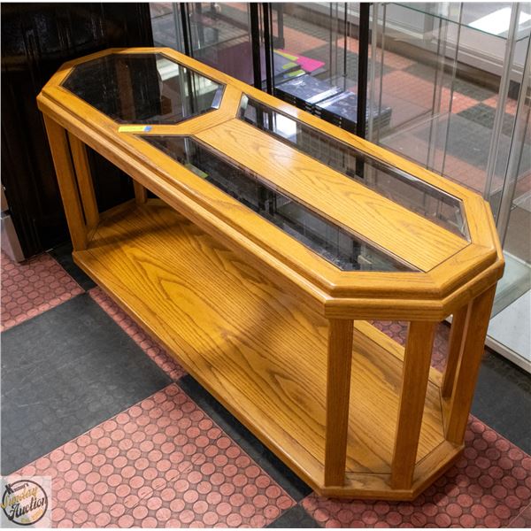 TALL GLASS TOP SOFA TABLE 25"X55"X18"