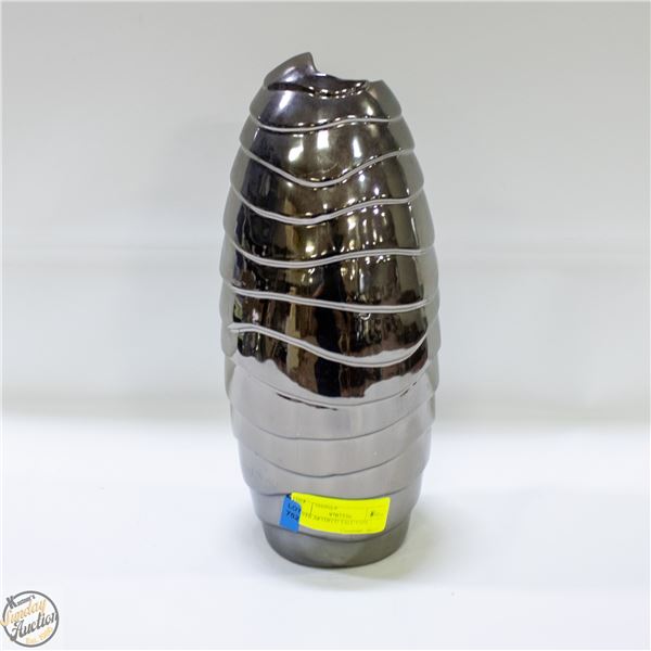 SILVER ARTDECO TALL VASE