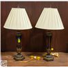 Image 1 : 2 METAL ORNATE BRASS COLOR LAMPS WITH LEAF DÉCOR