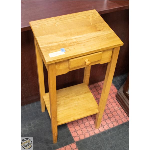 30" TALL WOOD PLANT STAND WITH DRAWER