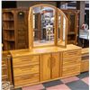 Image 1 : OAK FRONT DRESSER WITH MIRROR 70" X 82" X 31"
