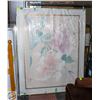 Image 1 : 48" X 60" FRAMED FLORAL TEXTURED ART