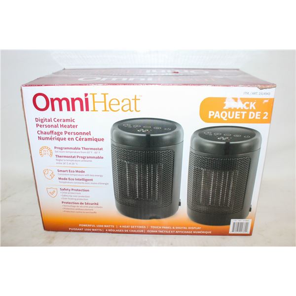 2PK OMNI HEAT DIGITAL CERAMIC PERSONAL HEATER