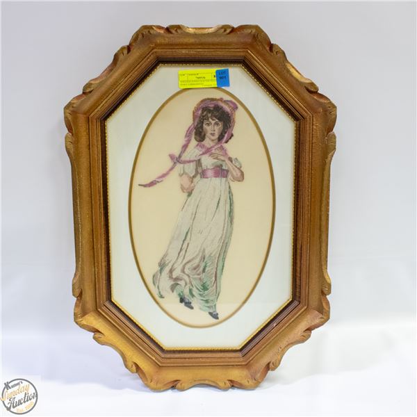 VINTAGE HAND CRAFTED NEEDLE POINT EMBROIDERY