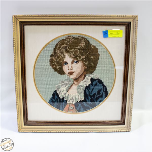 VINTAGE HAND CRAFTED NEEDLE POINT EMBROIDERY