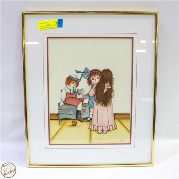 RAGGEDY ANN & ANDY STORY BOOK PRINT FRAMED