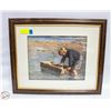 Image 1 : BOY PLAYING IN RIVER FRAMED PRINT 19"X23"