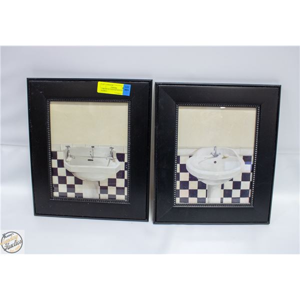 2 PRINTS OF VINTAGE BATHROOM FRAMED