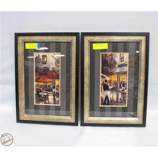2 FRENCH BISTRO PRINTS FRAMED