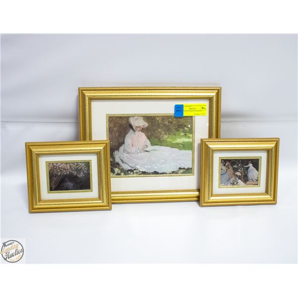 3 VICTORIAN STYLE PRINTS FRAMED