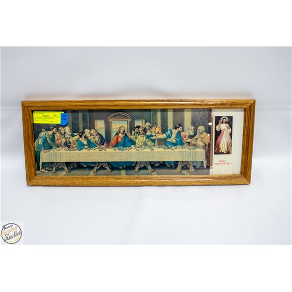 LAST SUPPER OAK FRAMED 7 INCHES X 19 INCHES
