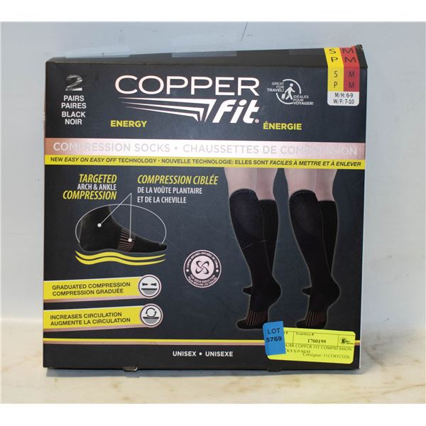 1 PAI8R COPPER FIT COMPRESSION SOCKS S/P-M/M