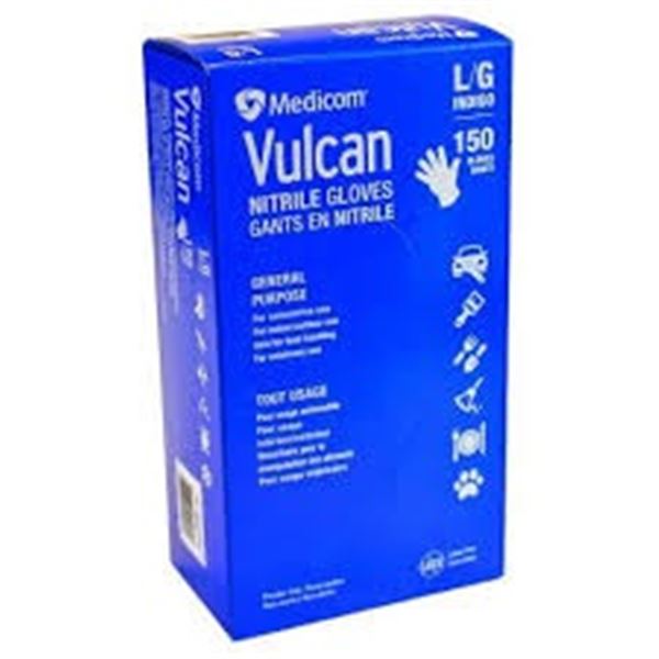 NEW W BOX 150 GLOVES MEDICOM VULCAN NITRILE GLOVES