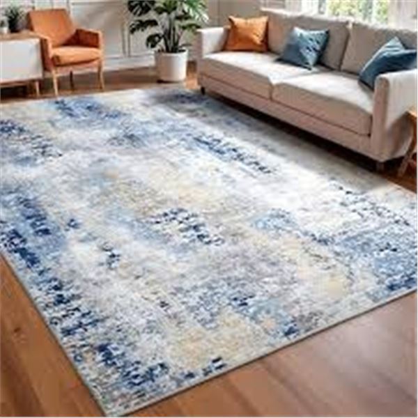 BRAND NEW MACGACE ABSTRACT BLUE AREA RUG 8 X 10FT