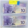 Image 1 : LOT OF 2 UNCIRCULATED 10 CANADIAN 2001