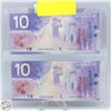 Image 2 : LOT OF 2 UNCIRCULATED 10 CANADIAN 2001