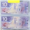 Image 2 : LOT OF 2 UNCIRCULATED 10 CANADIAN 2001