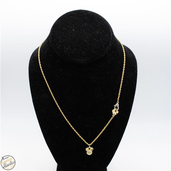 VINTAGE DISNEY NECKLACE & PENDANT, 20 IN LONG