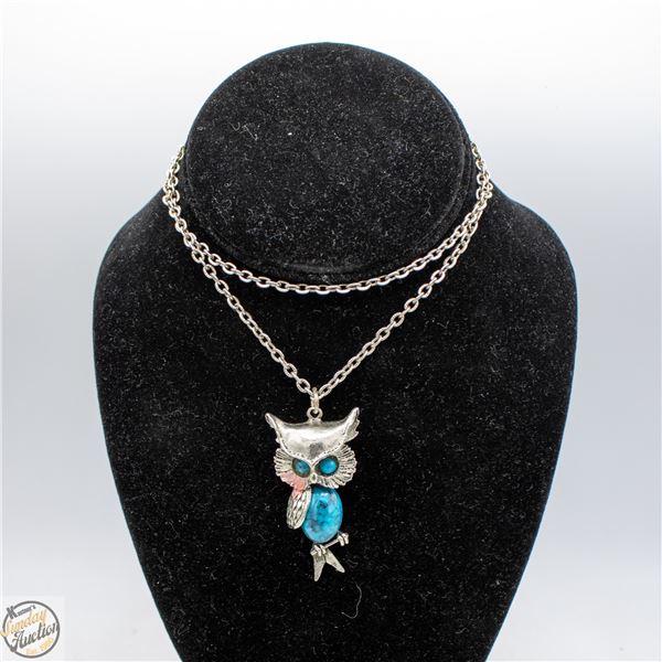 VINTAGE OWL HEAVY PENDANT & NECKLACE