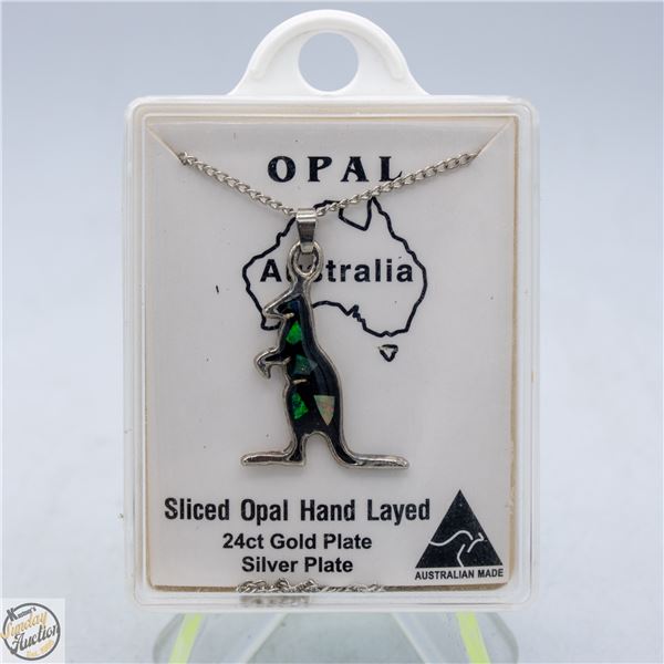 OPAL AUSTRALIAN KANGAROO PENDANT & NECKLACE