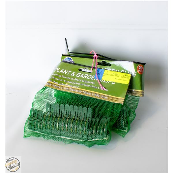 60 CLIPS - 3 PKGS PLANT & GARDEN CLIPS.