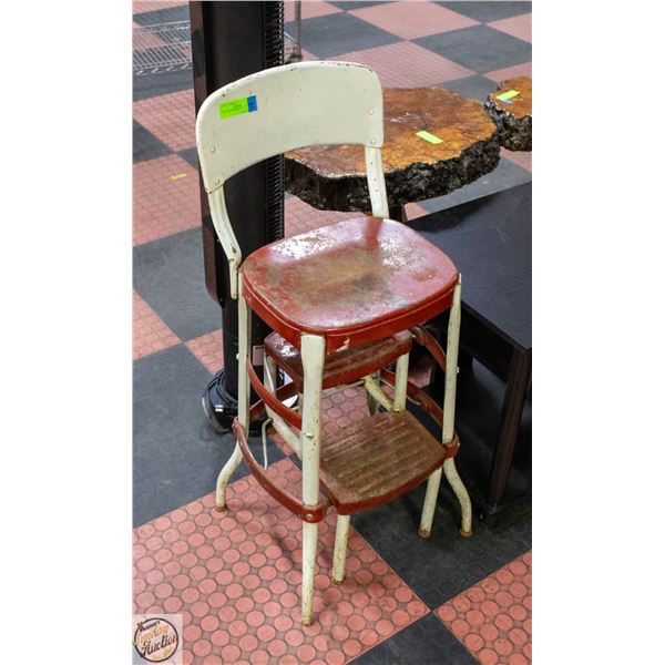 VINTAGE GARAGE/SHOP CHAIR WITH BOTTOM SWING STEP