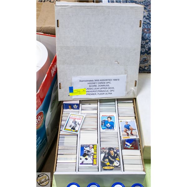 APPROXIMATELY 3000 ASSORTED 1990’S HOCKEY CARDS