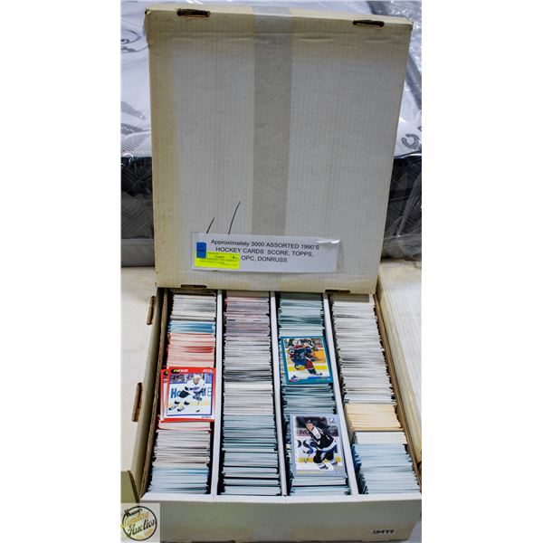 APPROXIMATELY 3000 ASSORTED 1990’S HOCKEY CARDS