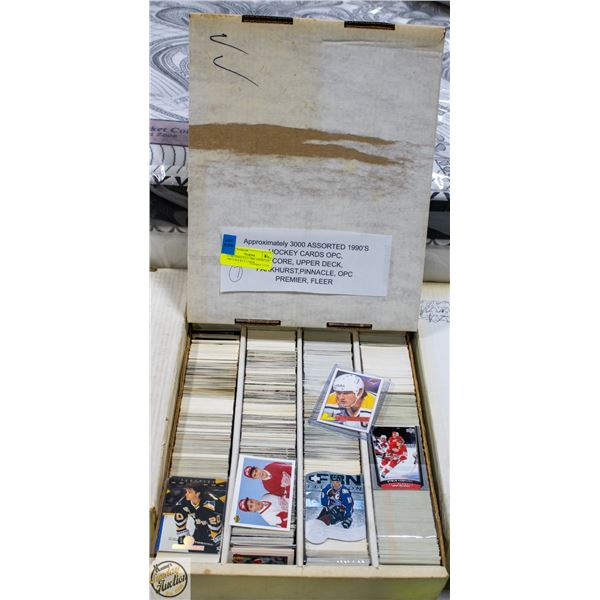 APPROXIMATELY 3000 ASSORTED 1990’S HOCKEY CARDS