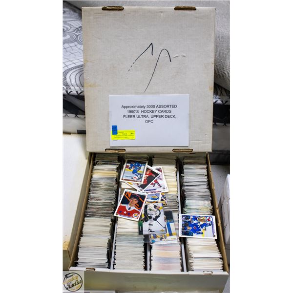 APPROXIMATELY 3000 ASSORTED 1990’S HOCKEY CARDS