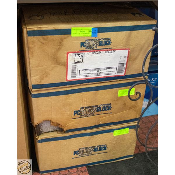 3 BOXES 8" PC GLASS BLOCKS