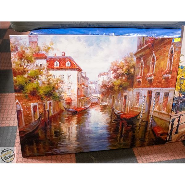 FRAMED PRINT OF VENETIAN CANAL 48" X 36"