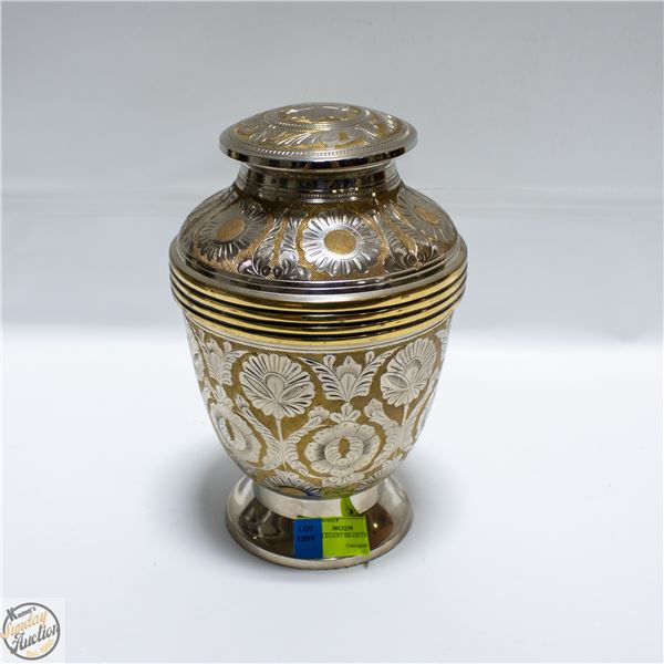 ESTATE ELEGANT BRASS URN 8" X 11"