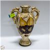 Image 1 : CERAMIC DOUBLE HANDLED FOLK ART VASE 8.5" X 14"